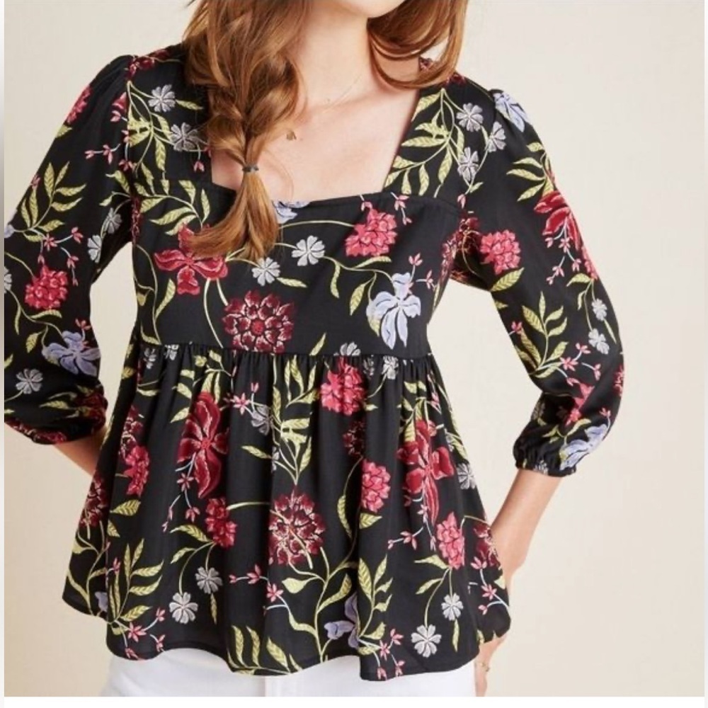 NWT ANTHROPOLOGIE DOLAN LEFT COAST FLORAL BABYDOLL TOP